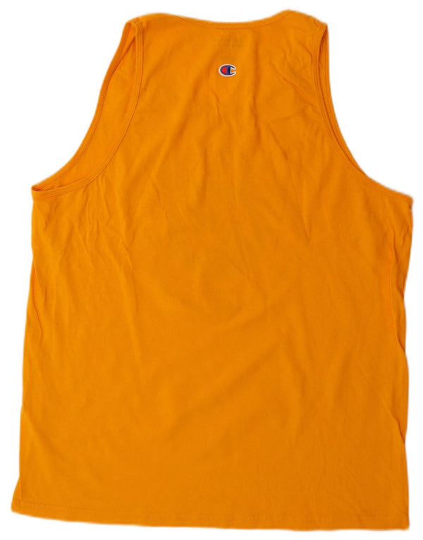 Champion Mens Graphic Vest Top Large Orange Cotton