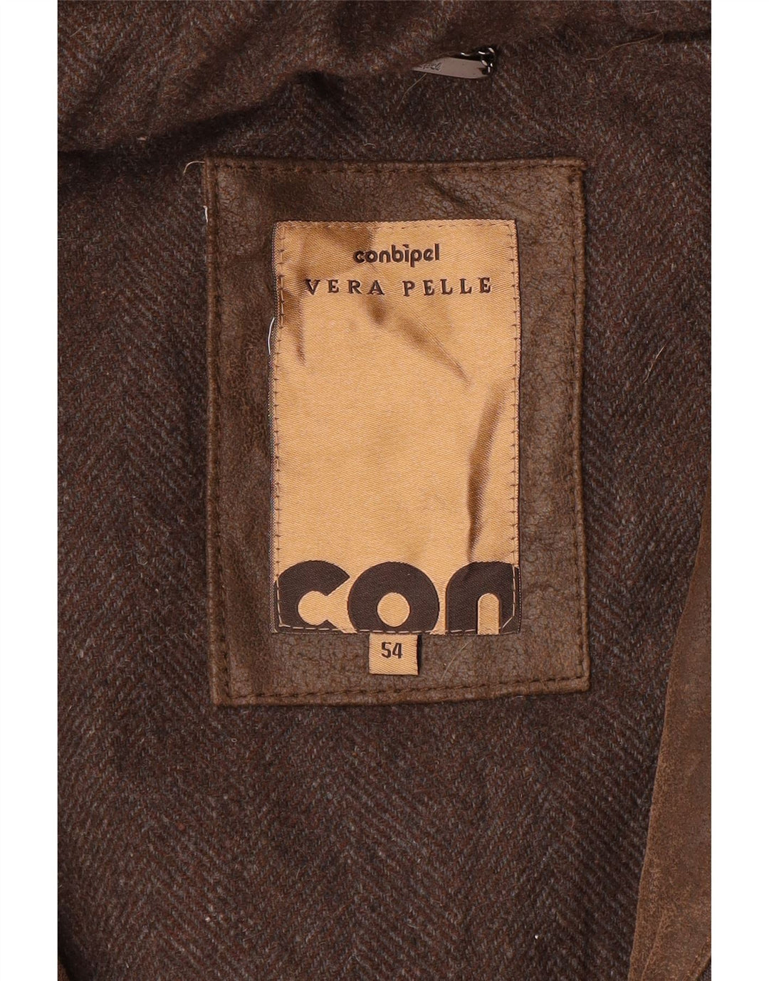 Conbipel Mens Hooded Leather Coat IT 54 XL Brown Leather