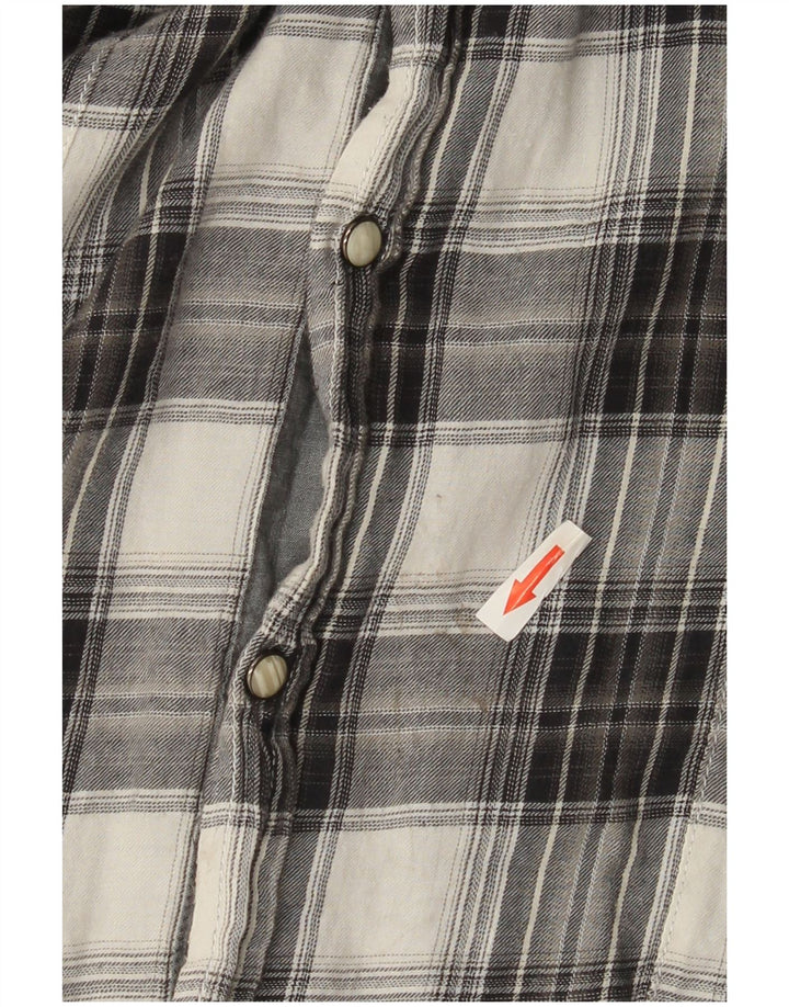 Jack & Jones Mens Short Sleeve Flannel Shirt Large Grey Check Cotton