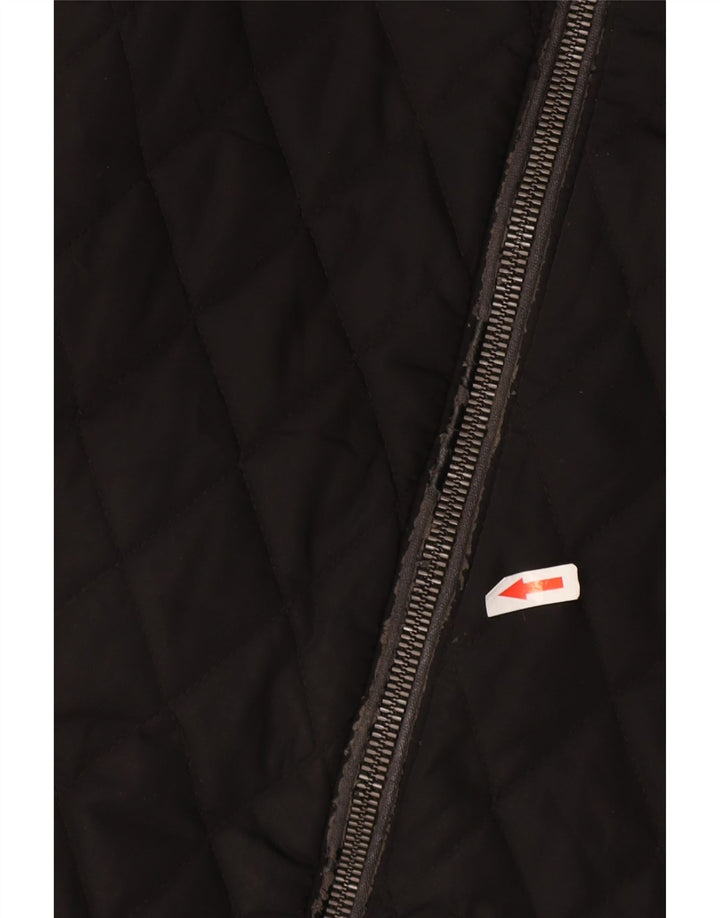 Zara Mens Hooded Quilted Jacket UK 36 Small Black Polyester