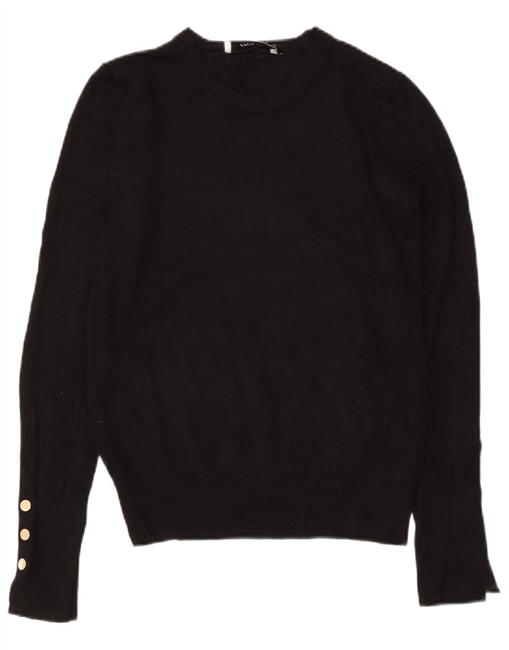 Zara Womens Crew Neck Jumper Sweater UK 10 Small Black