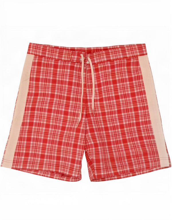 Sundek Mens Swimming Shorts Large Red Plaid Cotton