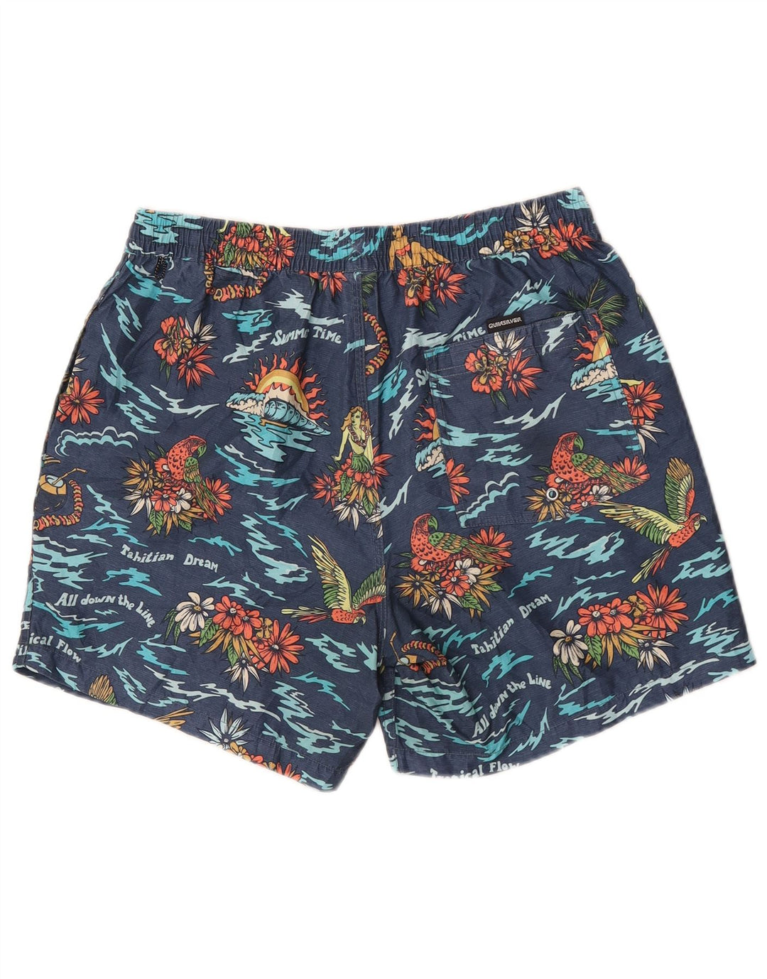 Quiksilver Mens Swimming Shorts Medium Navy Blue Floral Polyester