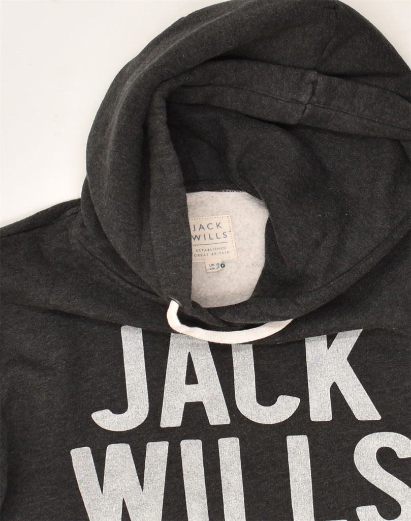 JACK WILLS Womens Oversized Graphic Hoodie Jumper UK 10 Small  Grey Cotton | Vintage Jack Wills | Thrift | Second-Hand Jack Wills | Used Clothing | Messina Hembry 