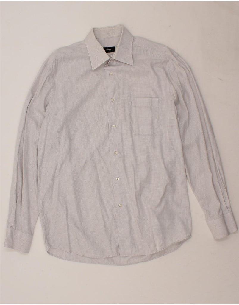 HUGO BOSS Mens Shirt Size 40 15 3/4 Medium White Check Cotton Vintage Hugo Boss and Second-Hand Hugo Boss from Messina Hembry 