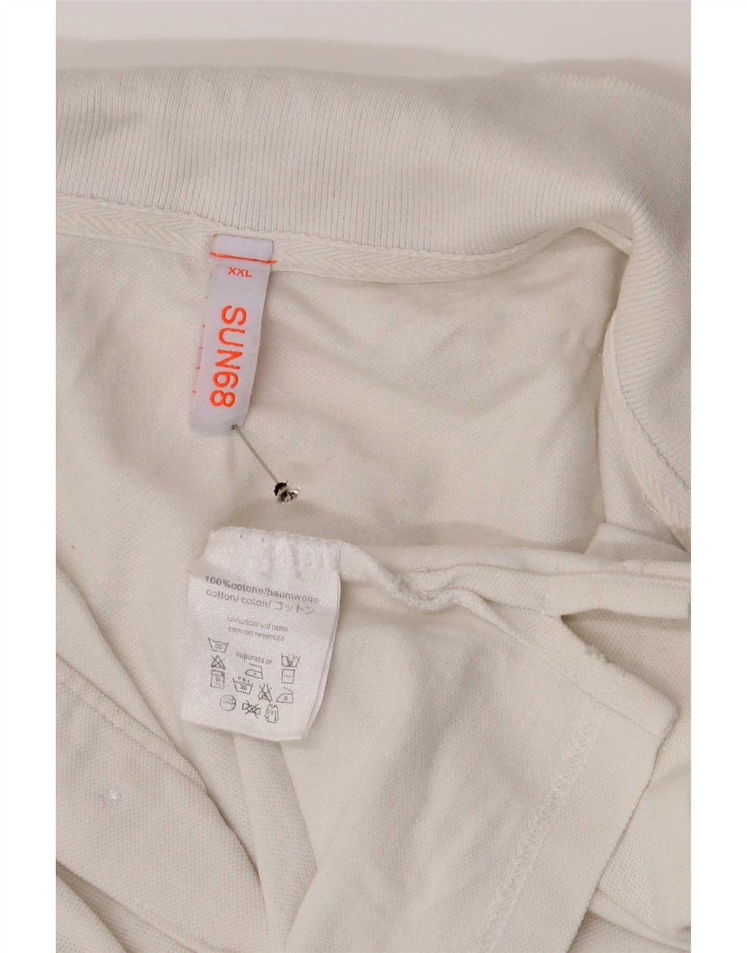 Sun68 Mens Polo Shirt 2XL White Cotton