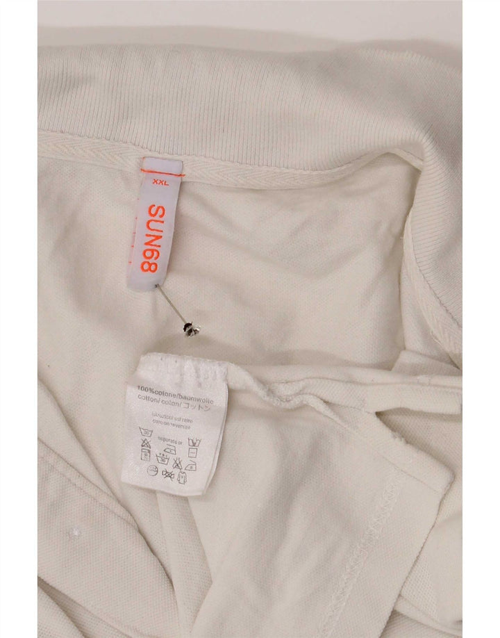 Sun68 Mens Polo Shirt 2XL White Cotton