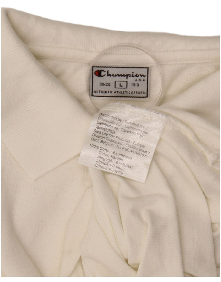 CHAMPION Womens Crop Sleeveless Polo Shirt UK 16 Large White Cotton