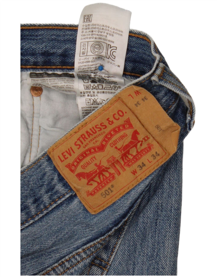 Levi's Mens 501 Straight Jeans W34 L34 Blue Cotton