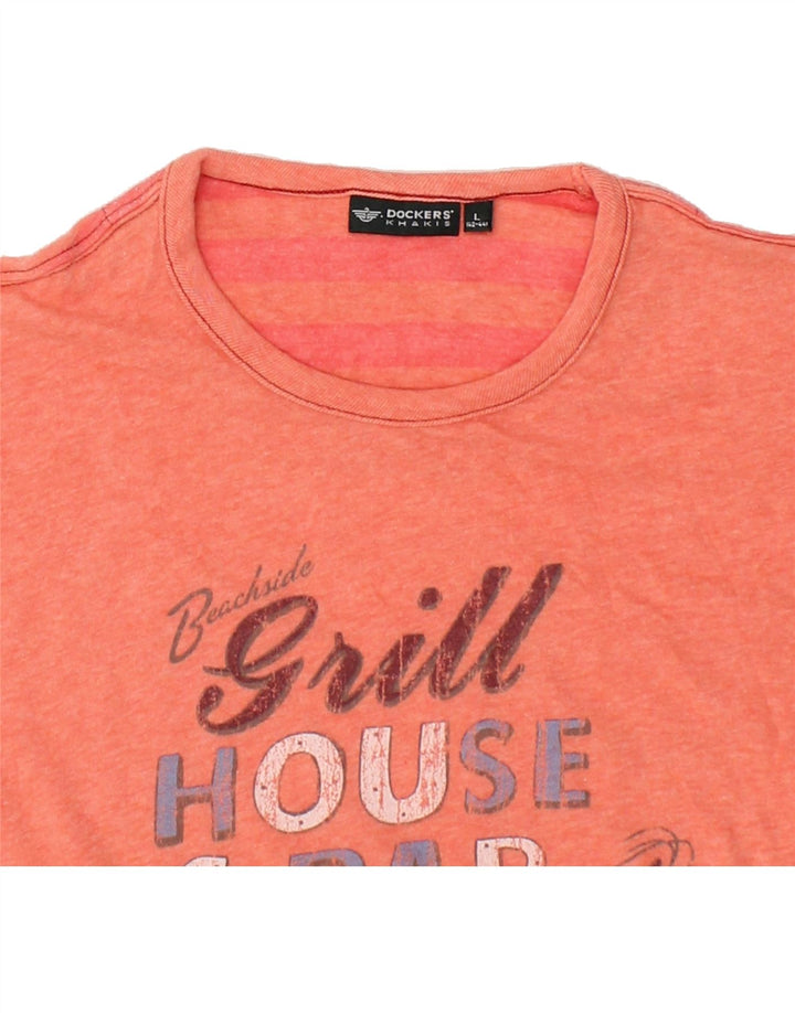 DOCKERS Mens Graphic T-Shirt Top Large Orange Vintage Dockers and Second-Hand Dockers from Messina Hembry 