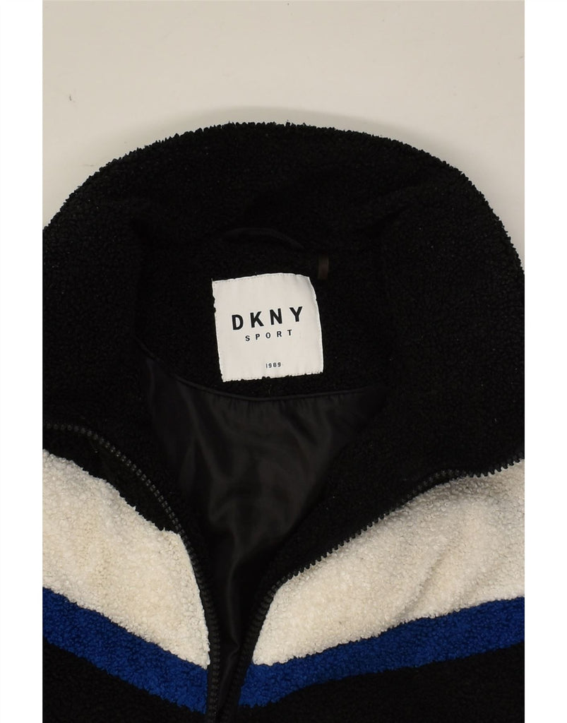 DKNY Womens Loose Fit Teddy Bear Bomber Jacket UK 10 Small Black | Vintage Dkny | Thrift | Second-Hand Dkny | Used Clothing | Messina Hembry 