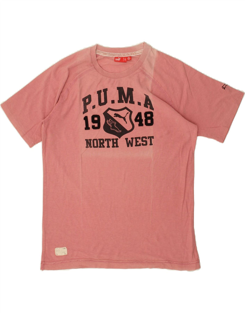 PUMA Mens Graphic T-Shirt Top Small Pink Vintage Puma and Second-Hand Puma from Messina Hembry 