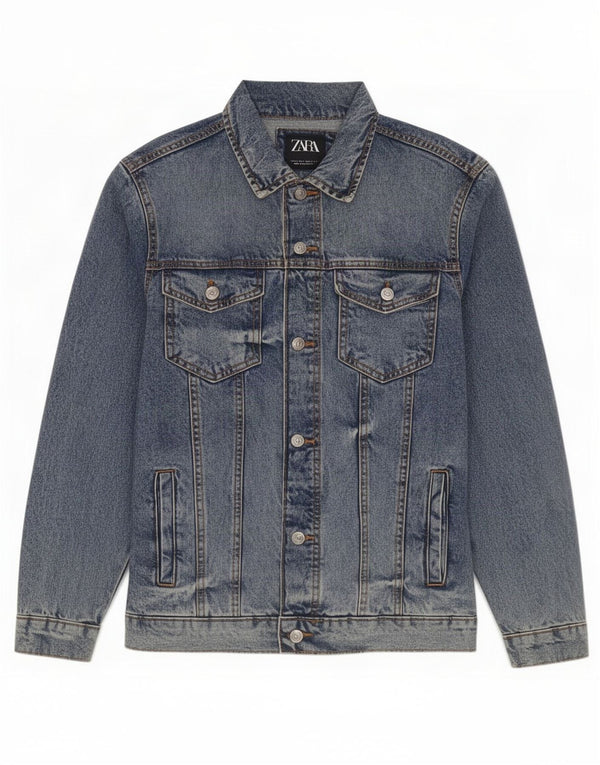Zara Mens Denim Jacket UK 36 Small Blue Cotton
