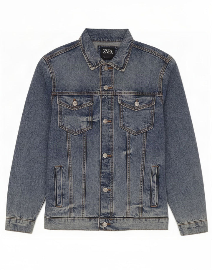 Zara Mens Denim Jacket UK 36 Small Blue Cotton