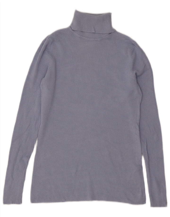Marks & Spencer Womens Top Long Sleeve UK 10 Small  Blue Viscose
