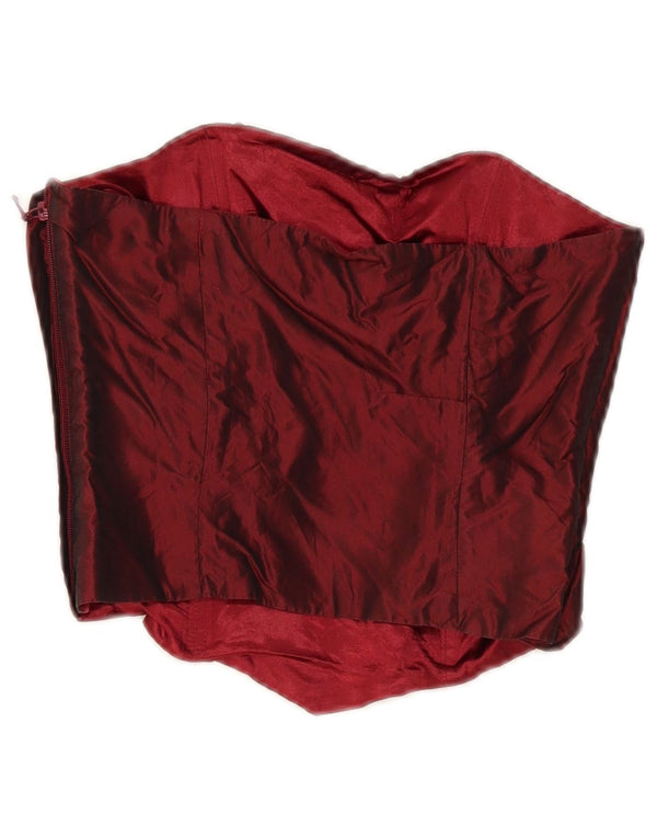 Monsoon Womens Corset Top UK 8 Small Burgundy Silk