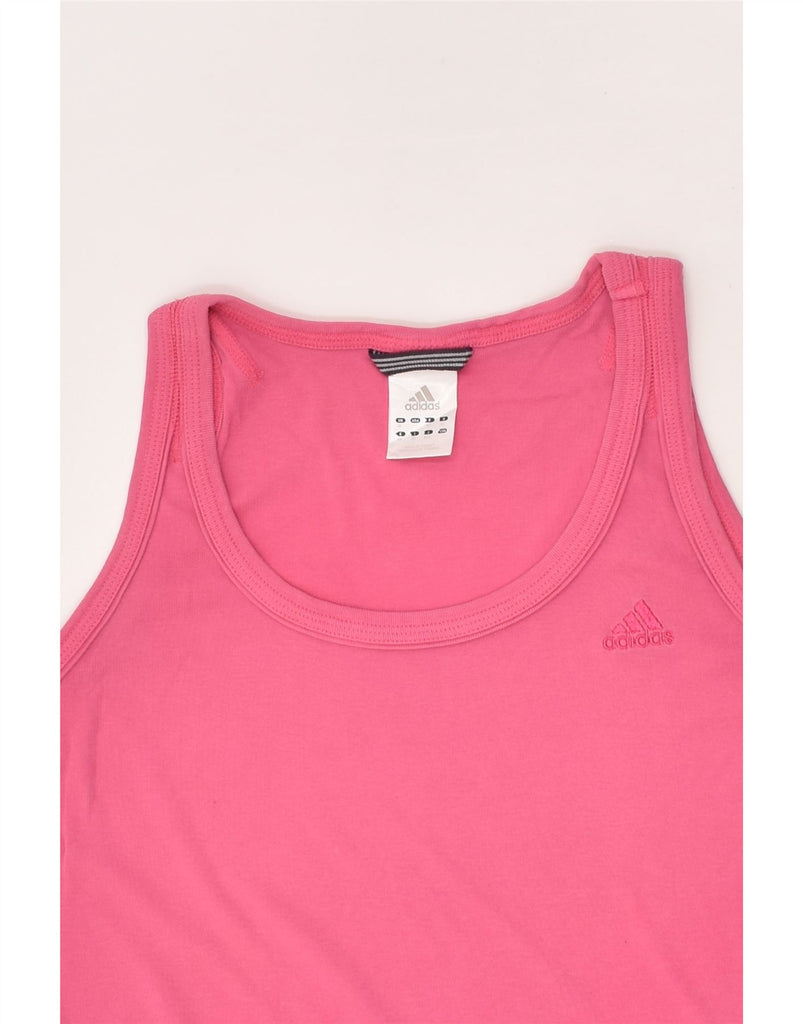 ADIDAS Womens Graphic Vest Top UK 16 Large  Pink Cotton | Vintage Adidas | Thrift | Second-Hand Adidas | Used Clothing | Messina Hembry 