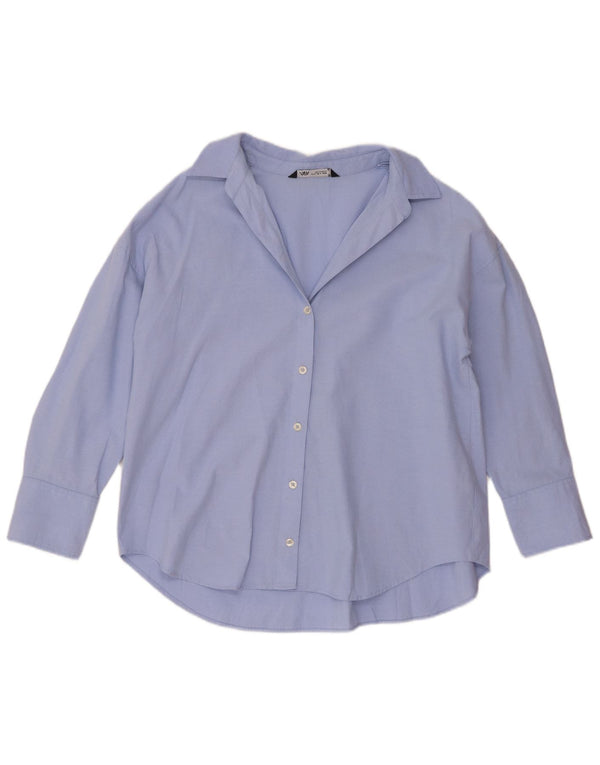 Zara Womens Loose Fit Shirt UK 14 Medium Blue Cotton