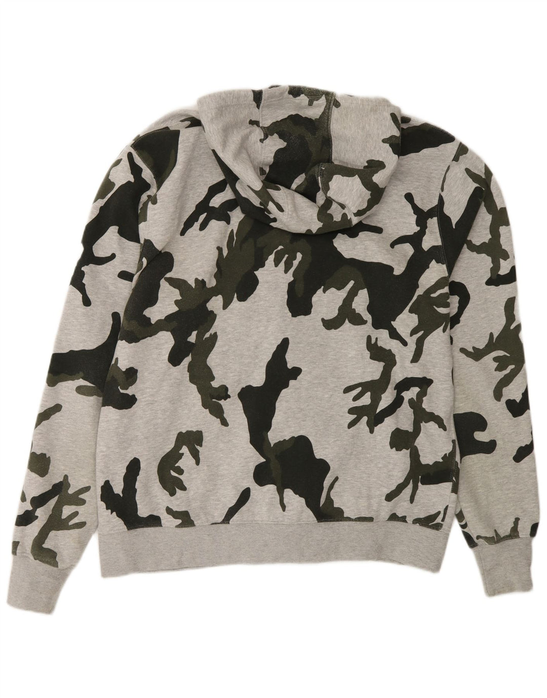 Nike Mens Zip Hoodie Sweater Large Grey Camouflage Cotton