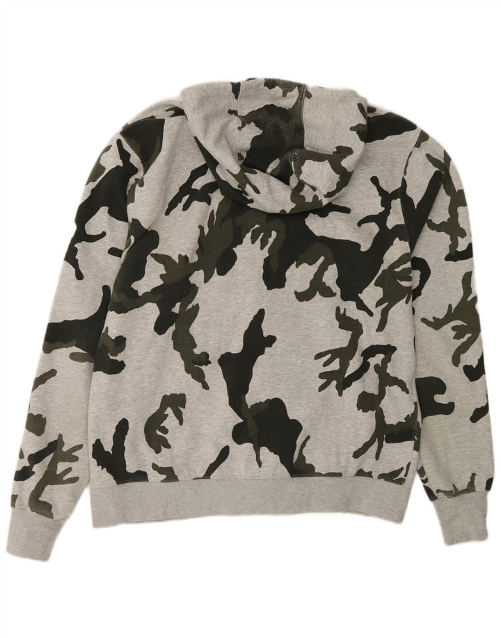 Nike Mens Zip Hoodie Sweater Large Grey Camouflage Cotton