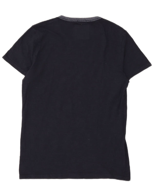 Hollister Mens Graphic T-Shirt Top Small Navy Blue Cotton