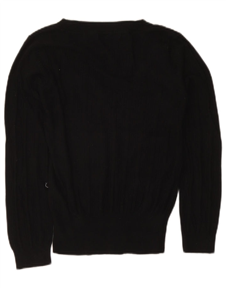 Marks & Spencer Womens Crop V-Neck Jumper Sweater UK 12 Medium Black