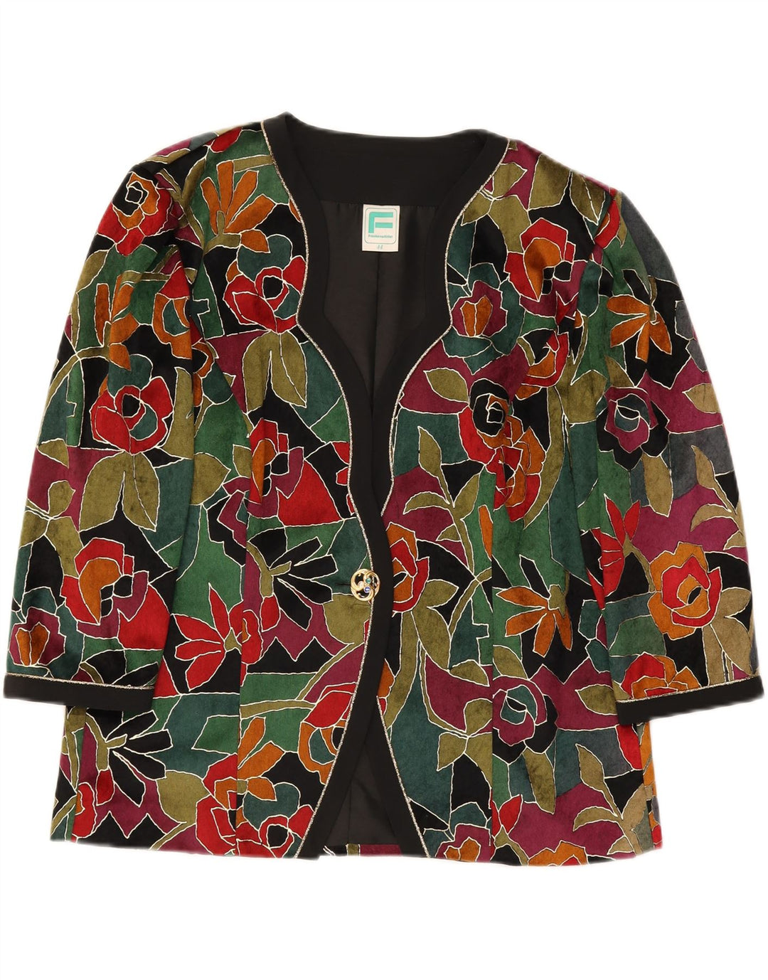 FRANKENWALDER Womens 3/4 Sleeve Blazer Jacket EU 44 XL Green Floral