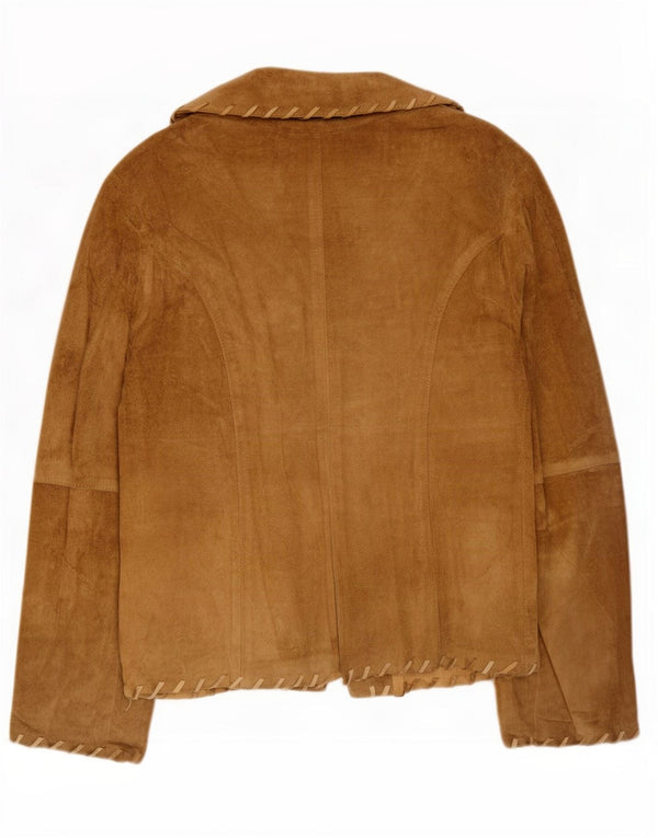 Vintage Womens 2 Button Suede Blazer Jacket UK 14 Large Beige