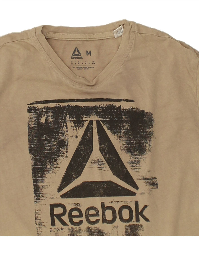 REEBOK Mens Graphic T-Shirt Top Medium Beige Cotton Vintage Reebok and Second-Hand Reebok from Messina Hembry 