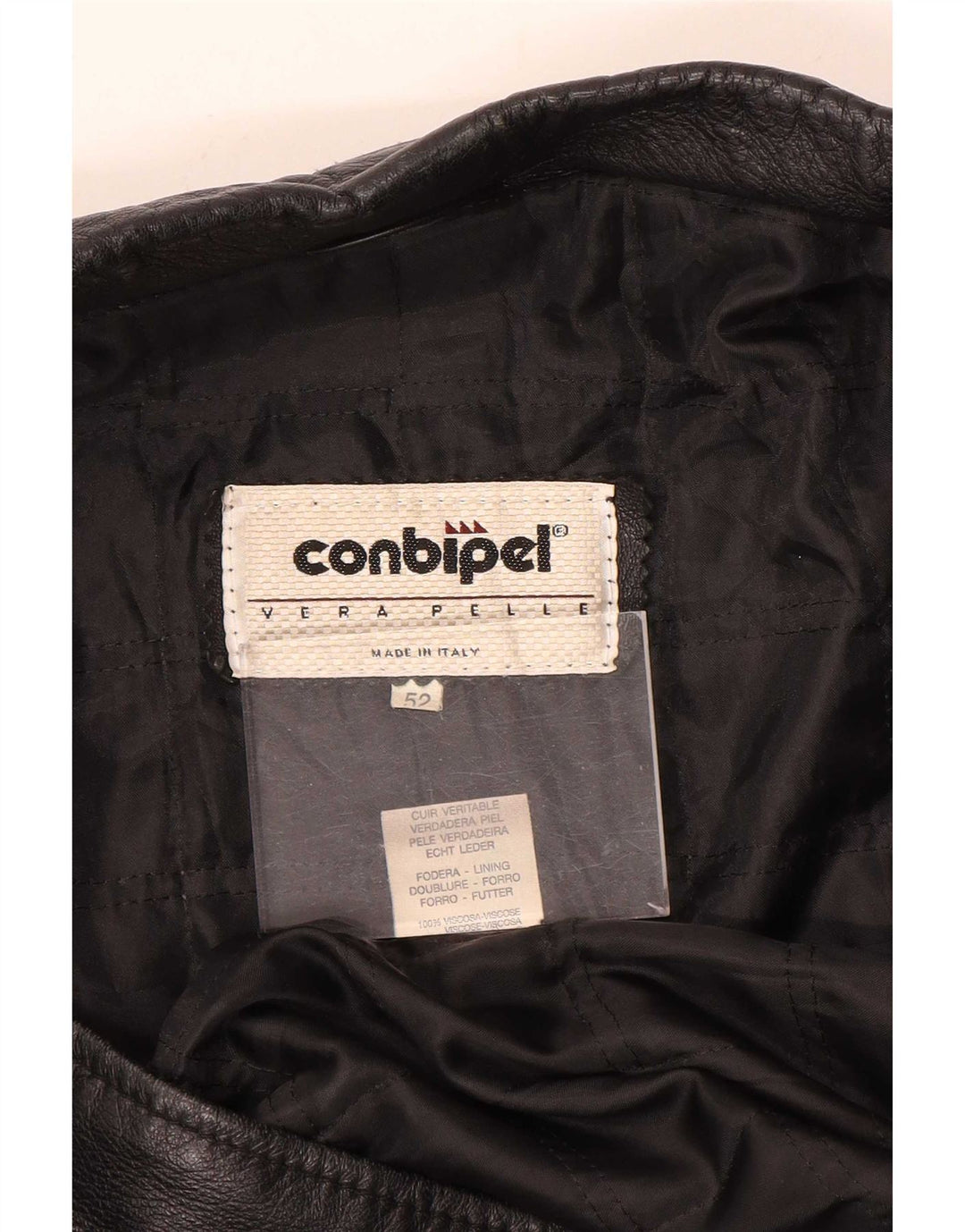 Conbipel Mens Leather Coat IT 52 Large Black