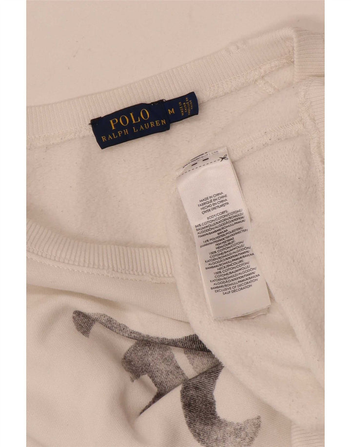 Polo Ralph Lauren Womens Graphic Sweatshirt Jumper UK 14 Medium White