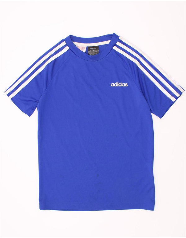 Adidas Boys Climalite T-Shirt Top 9-10 Years Blue Polyester