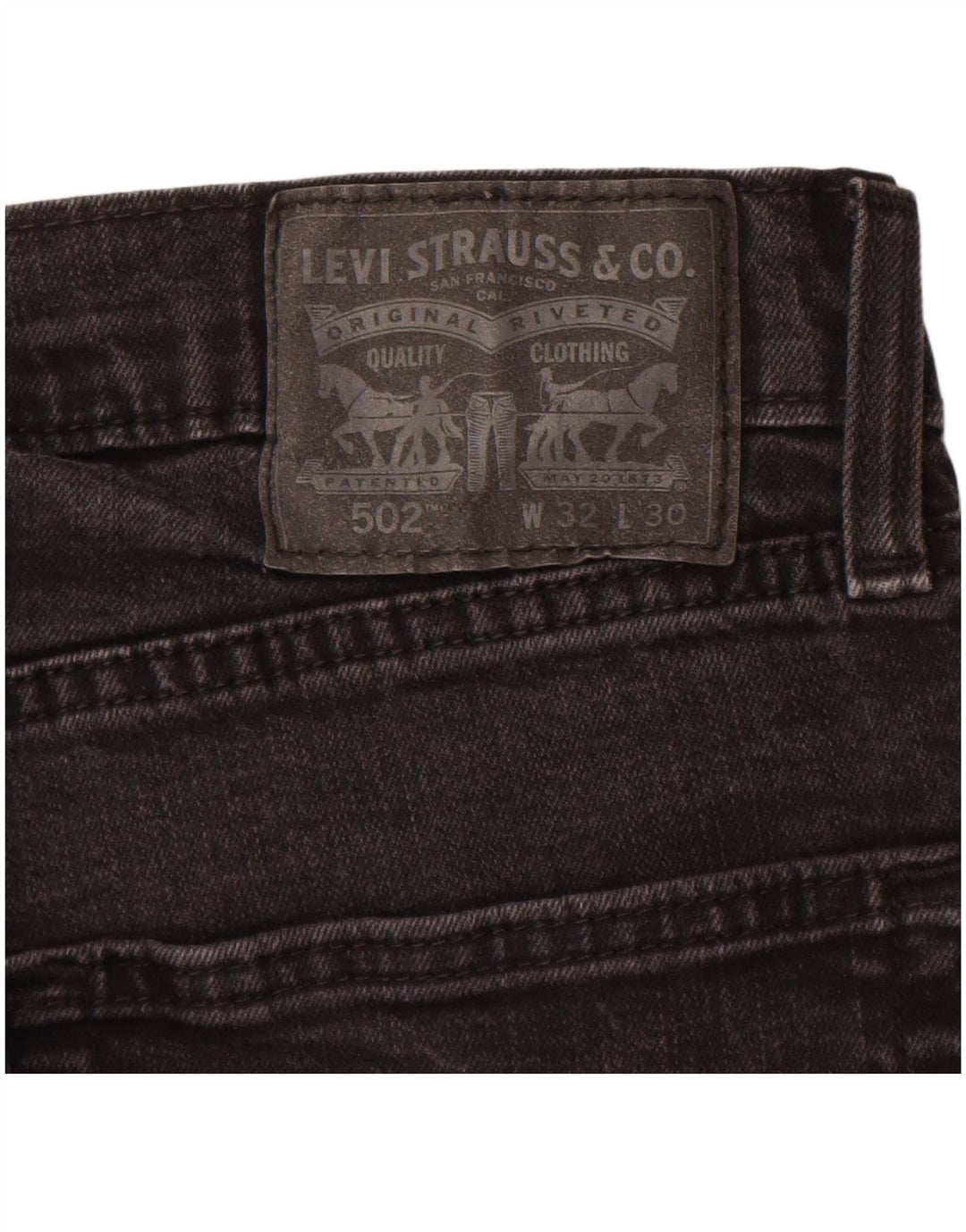 Levi's Mens 502 Tapered Jeans W32 L30 Black Cotton