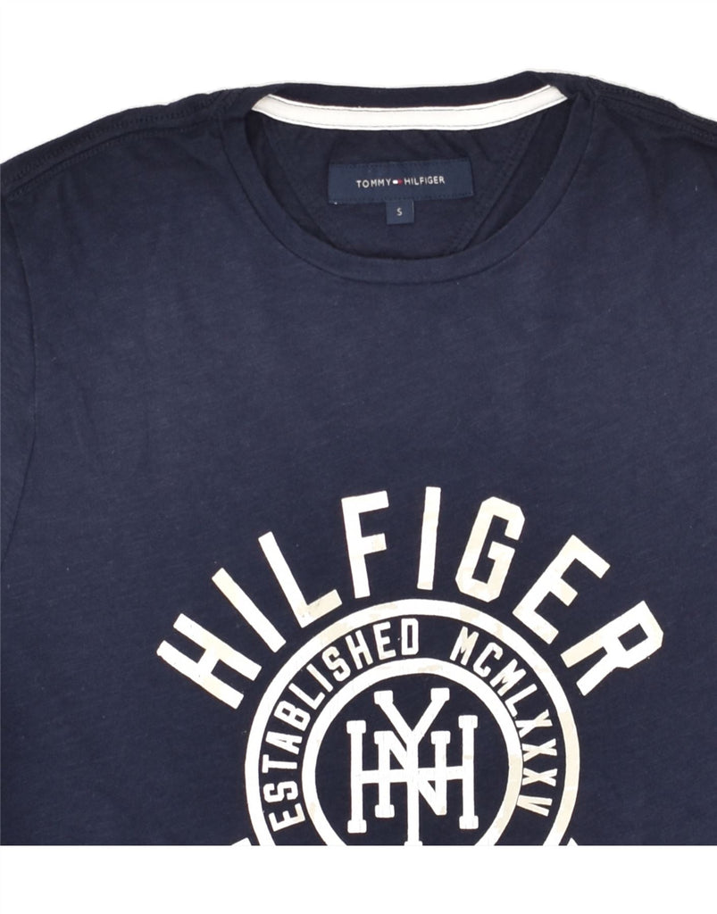 TOMMY HILFIGER Mens Graphic T-Shirt Top Small Navy Blue | Vintage Tommy Hilfiger | Thrift | Second-Hand Tommy Hilfiger | Used Clothing | Messina Hembry 