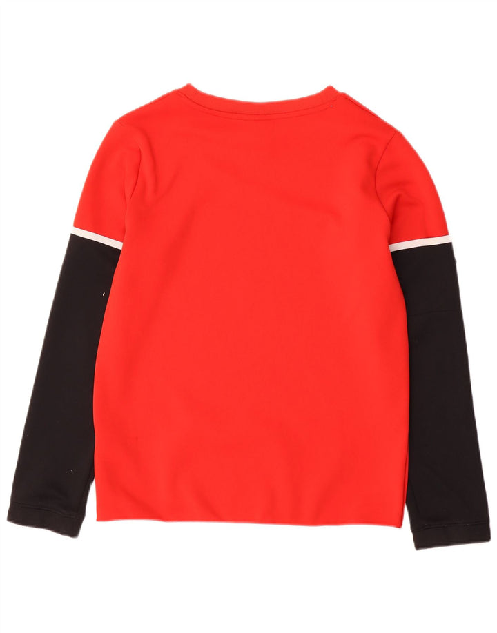NIKE Boys Graphic Top Long Sleeve 12-13 Years Large Red Colourblock