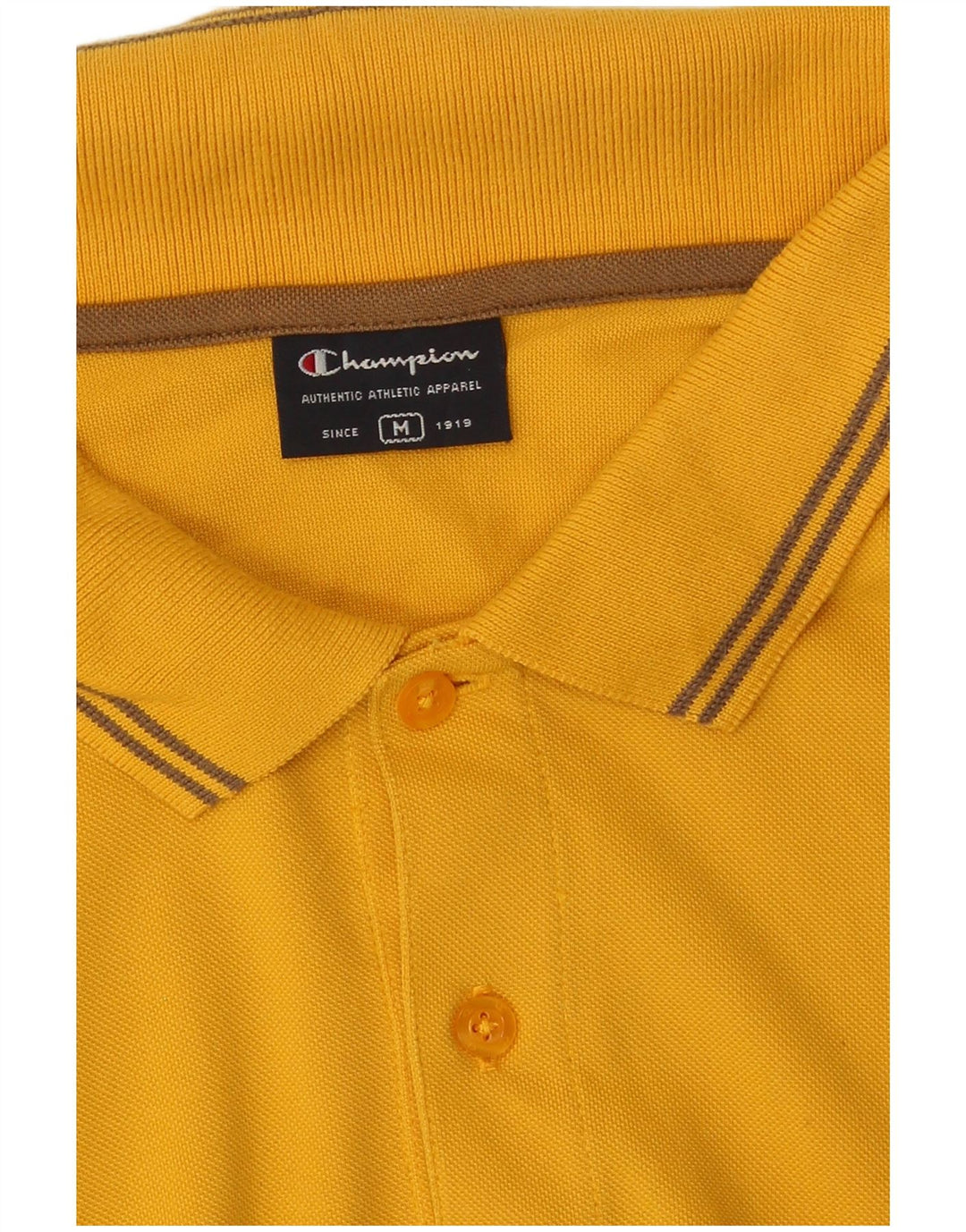 Champion Mens Polo Shirt Medium Yellow Cotton