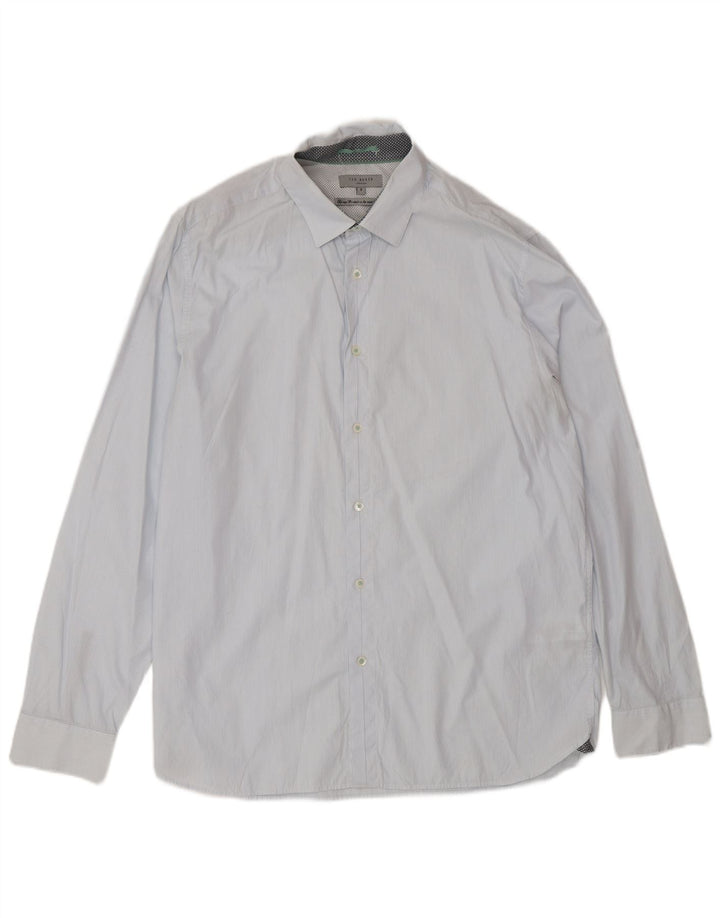 Ted Baker Mens Shirt Size 5 XL Blue Pinstripe Cotton