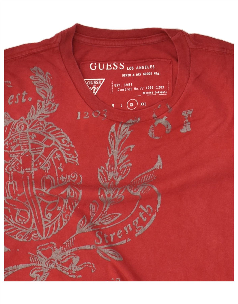 GUESS Mens Graphic T-Shirt Top XL Red Cotton | Vintage Guess | Thrift | Second-Hand Guess | Used Clothing | Messina Hembry 