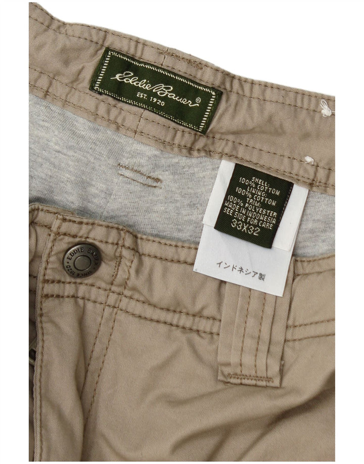 Eddie Bauer Mens Straight Cargo Trousers W33 L32 Beige Cotton