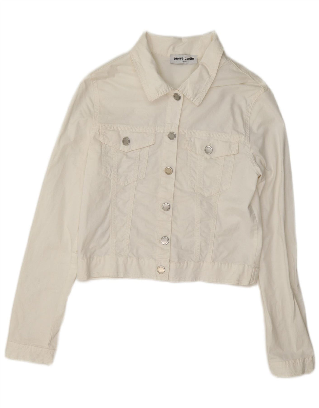 Pierre Cardin Womens Crop Denim Jacket IT 44 Medium White Cotton