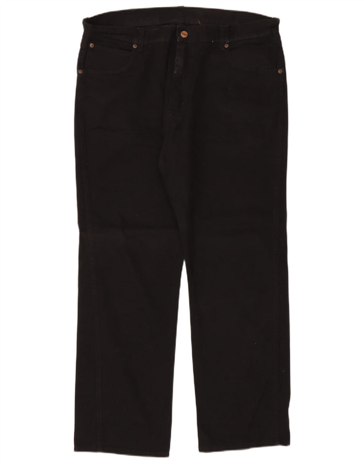 Wrangler Mens Regular Fit Straight Jeans W38 L30 Black Cotton