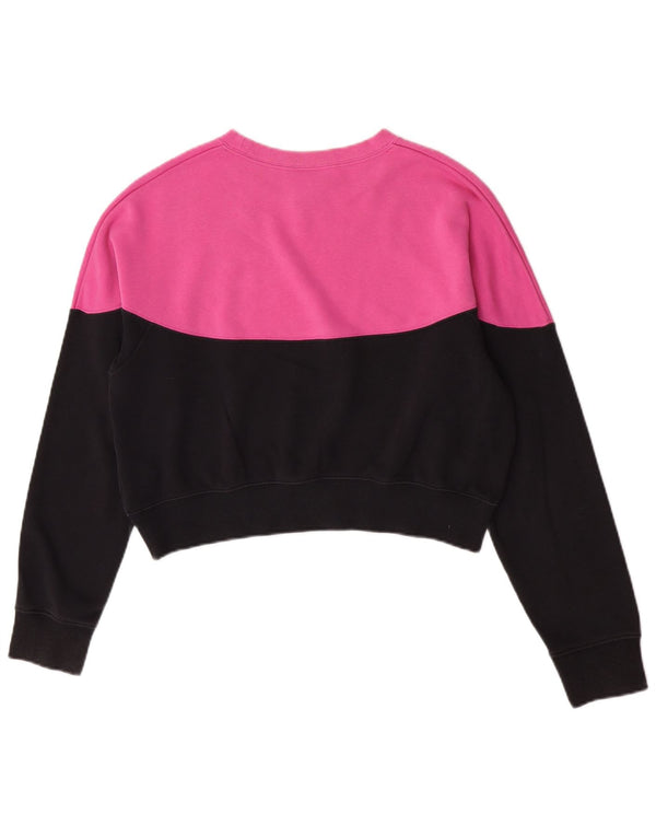 Nike Womens Crop Sweatshirt Jumper UK 16 Large Pink Colourblock Cotton