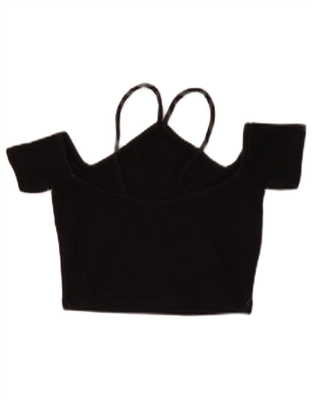 Zara Womens Crop Off Shoulder Top UK 8 Small Black Cotton