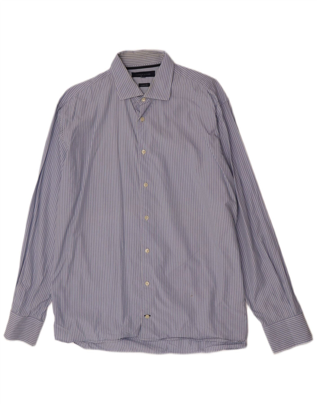 Tommy Hilfiger Mens Regular Fit Shirt XL Blue Striped Cotton