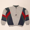 North Pole Mens Zip Neck Sweatshirt Jumper XL Grey Colourblock