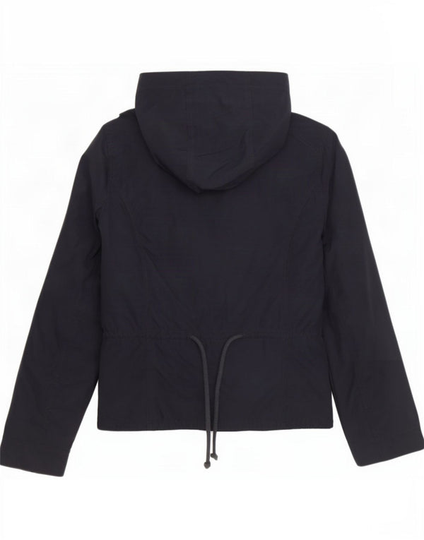 Hollister Womens Hooded Bomber Jacket UK 14 Large Navy Blue Cotton