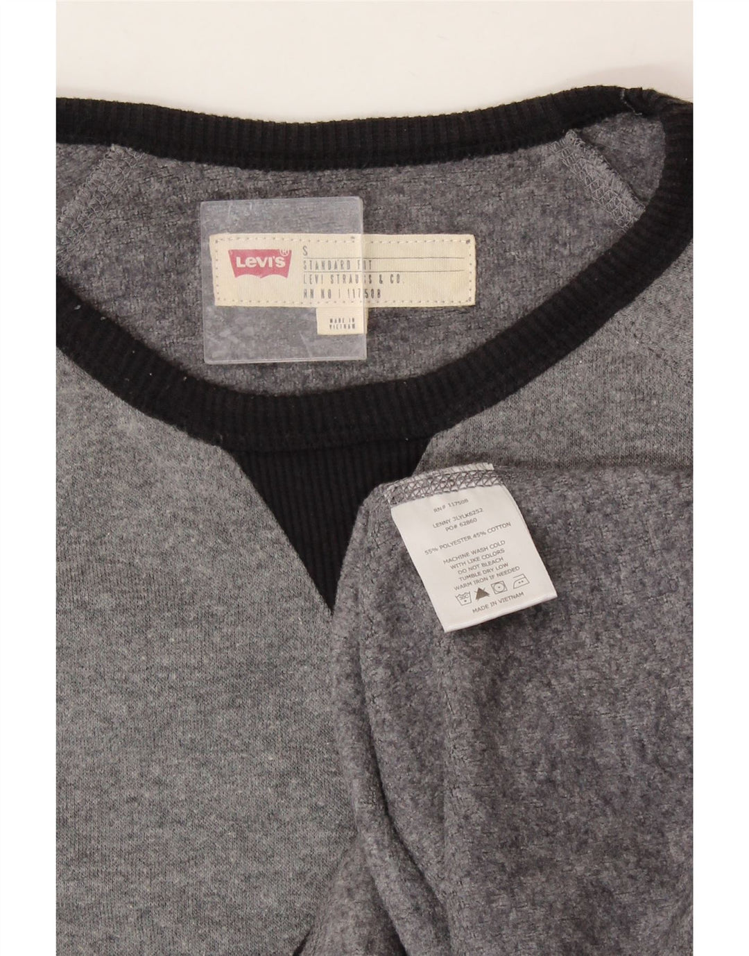 LEVI'S Mens Standard Fit Crew Neck Jumper Sweater Small Grey Polyester Vintage Levi's and Second-Hand Levi's from Messina Hembry 