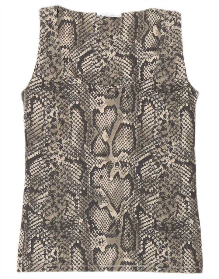 Zara Womens Vest Top UK 12 Medium Grey Animal Print Polyamide