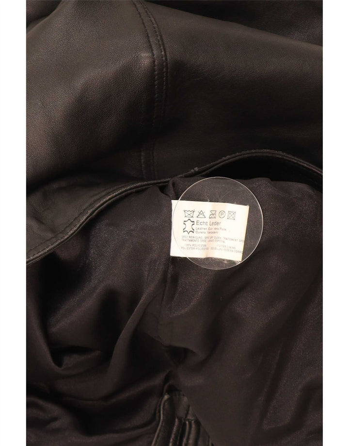 Vintage Mens Leather Gilet UK 38 Medium Black