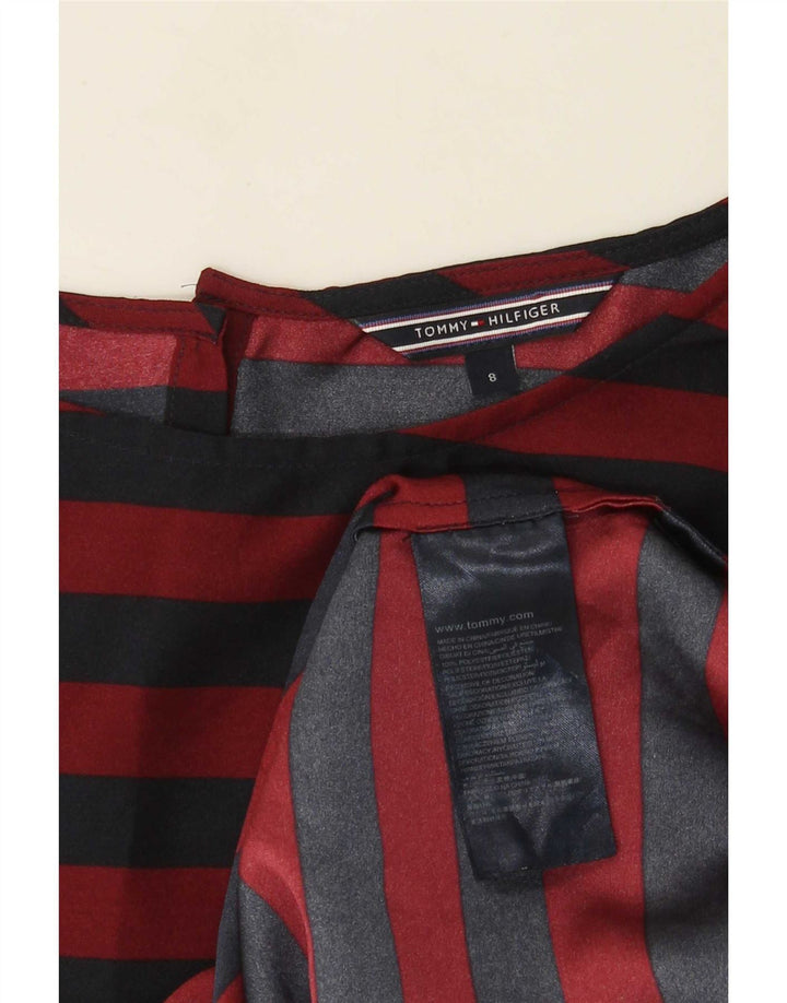 Tommy Hilfiger Womens Blouse Top US 8 Medium Red Striped Polyester